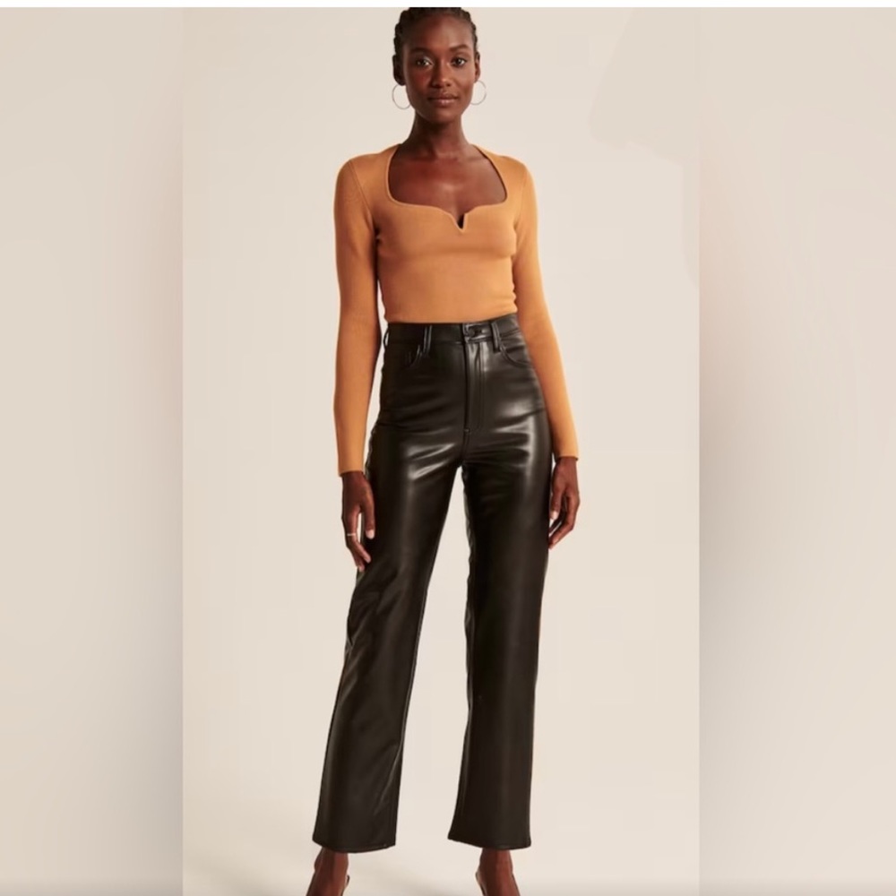 Abercrombie & Fitch Ankle Straight Ultra High Rise Vegan Faux Leather Pants